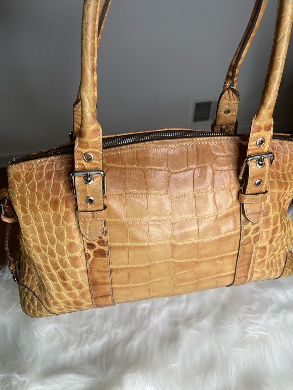 Dooney & Bourke Croc-Embossed Tan Shoulder Bag